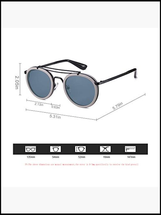 Vintage Steampunk Double Bridge Round Polarized Sunglasses Metal Frame main image 5